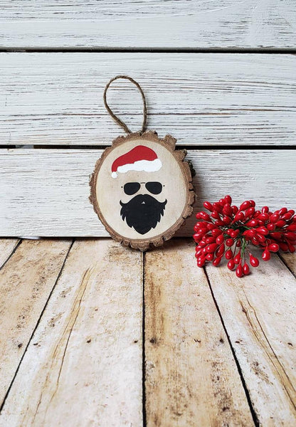 Bearded Man Santa Hand Painted Ornament