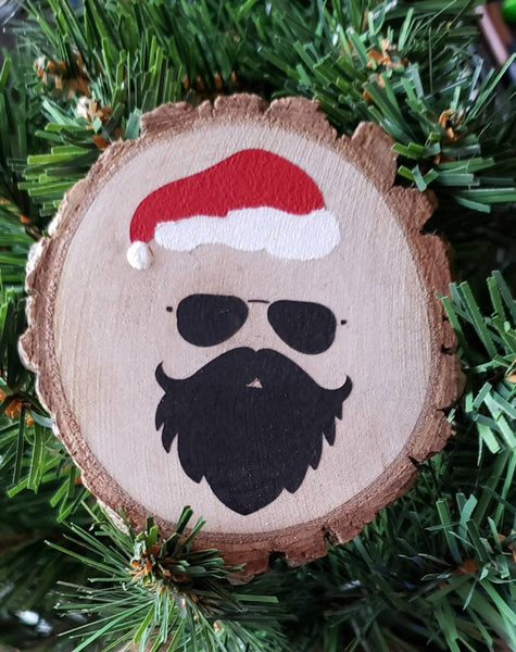 Bearded Man Santa Hand Painted Ornament