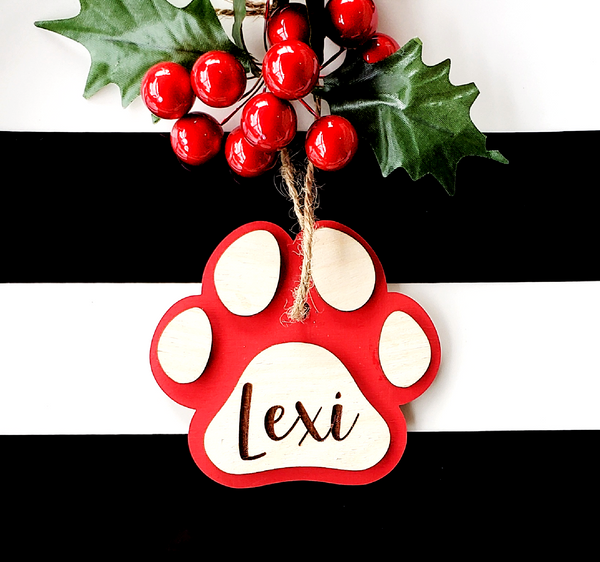 3D Wooden Dog Paw Personalized Ornament