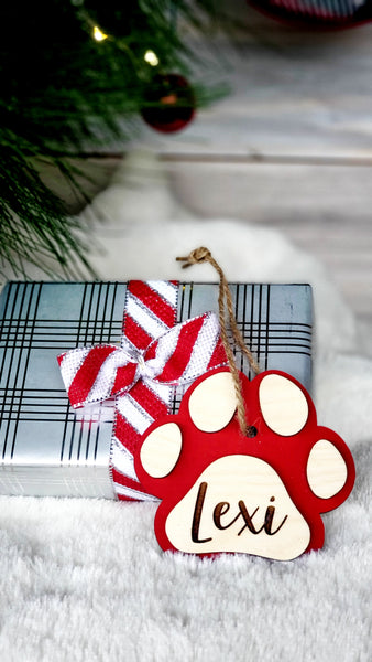 3D Wooden Dog Paw Personalized Ornament