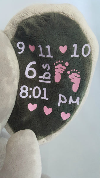 Personalized Birth Stats Plush Elephant
