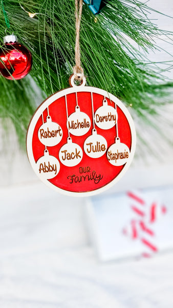 Personalized Family Christmas Ball Ornament with Names