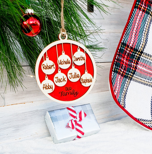 Personalized Family Christmas Ball Ornament with Names