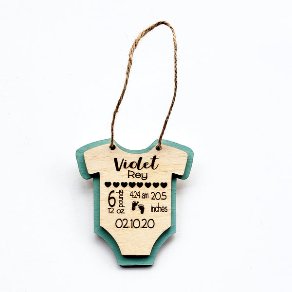 3D Wooden Personalized Baby Stats Ornament